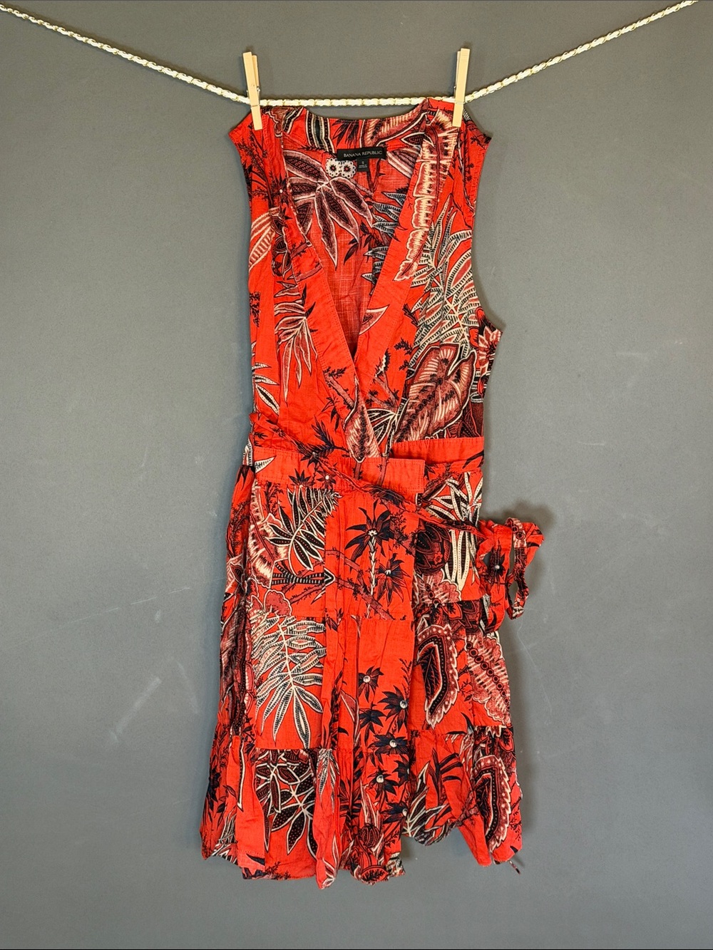Banana Republic Red Tropical Wrap Mini Dress